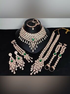 Gold and Emerald Indian Bridal Set